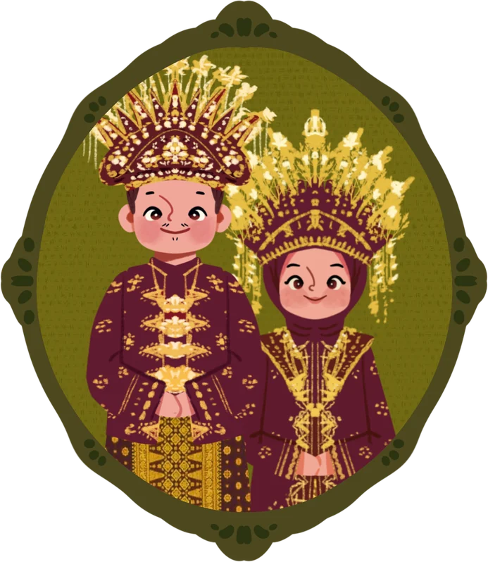 Ilustrasi Safira dan Ariq dalam busana adat